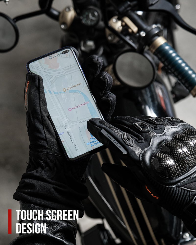 BORLENI Winter Motorcycle Gloves for Men, CE Level 1 KP Protection, Touchscreen Windproof Waterproof Warm Riding Gloves with Carbon Fiber Shell for Cold Weather - Image 3